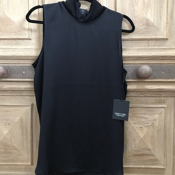 Simply Vera Vera Wang black sleeveless top NWT zip - Picture 2 of 6